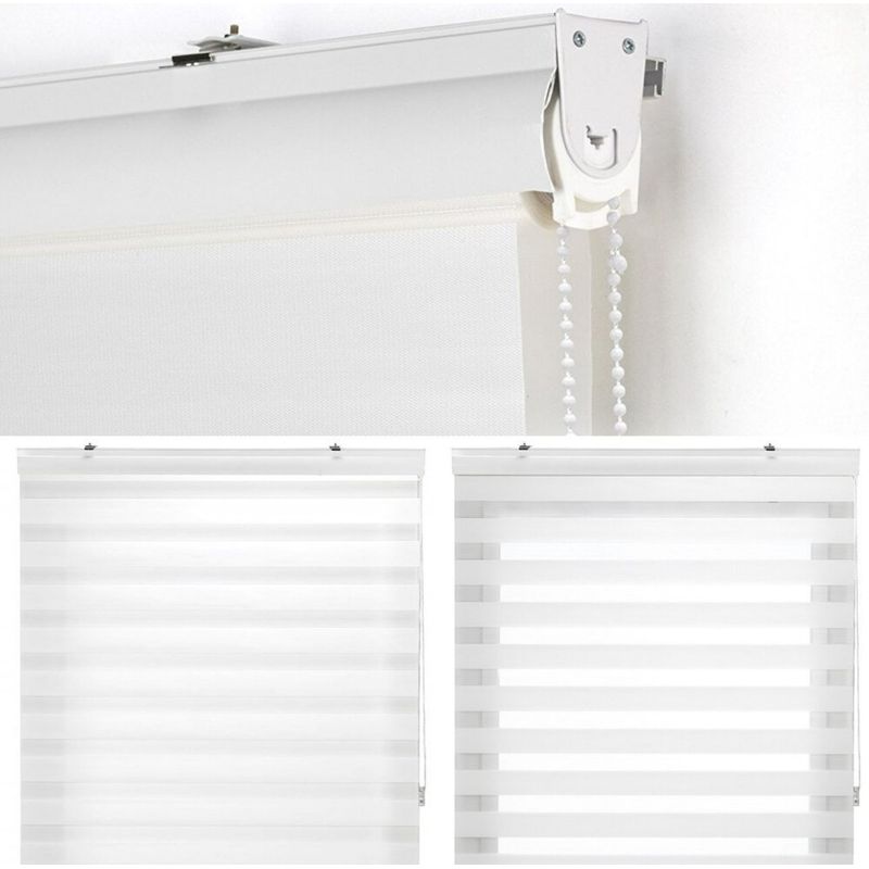GENERICO - Cortinas Roller Duo Zebra Dia Y Noche Ancho 220x240 BLANCO