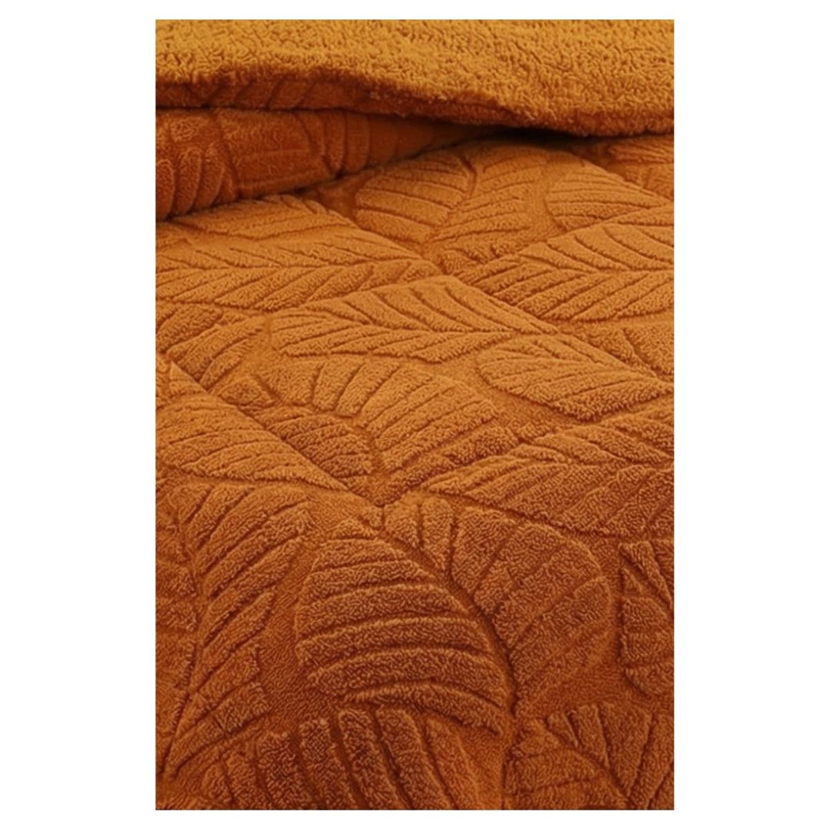 GENERICO - Cobertor Chiporro Texturizado King - Mostaza Hojas A16