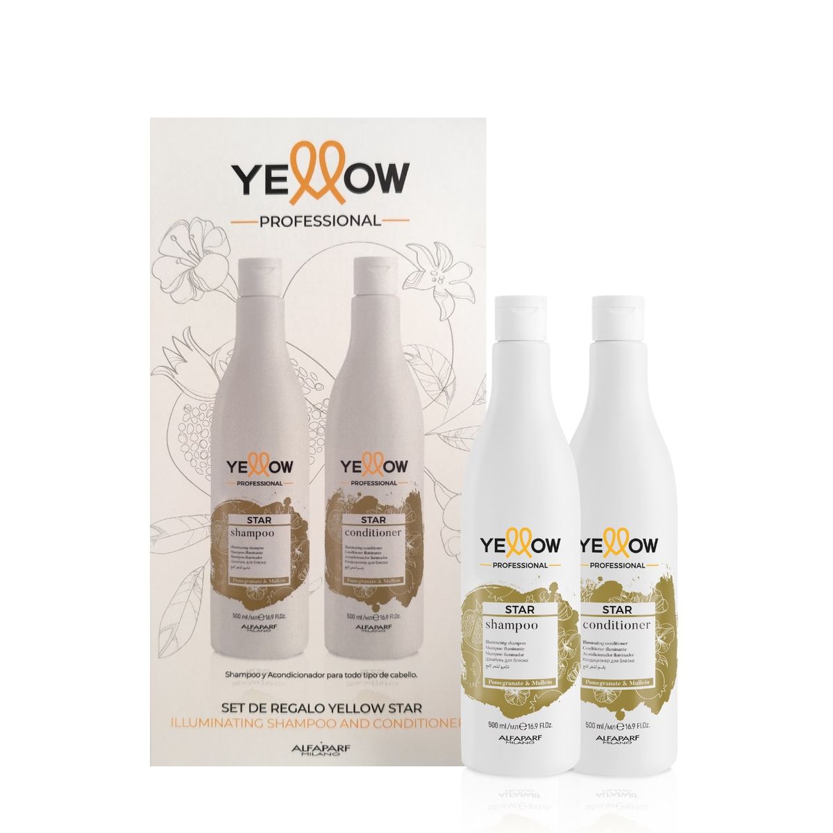 ALFAPARF MILANO - KIT SHAMPOO + ACONDICIONADOR YELLOW STAR BRILLO INTENSO