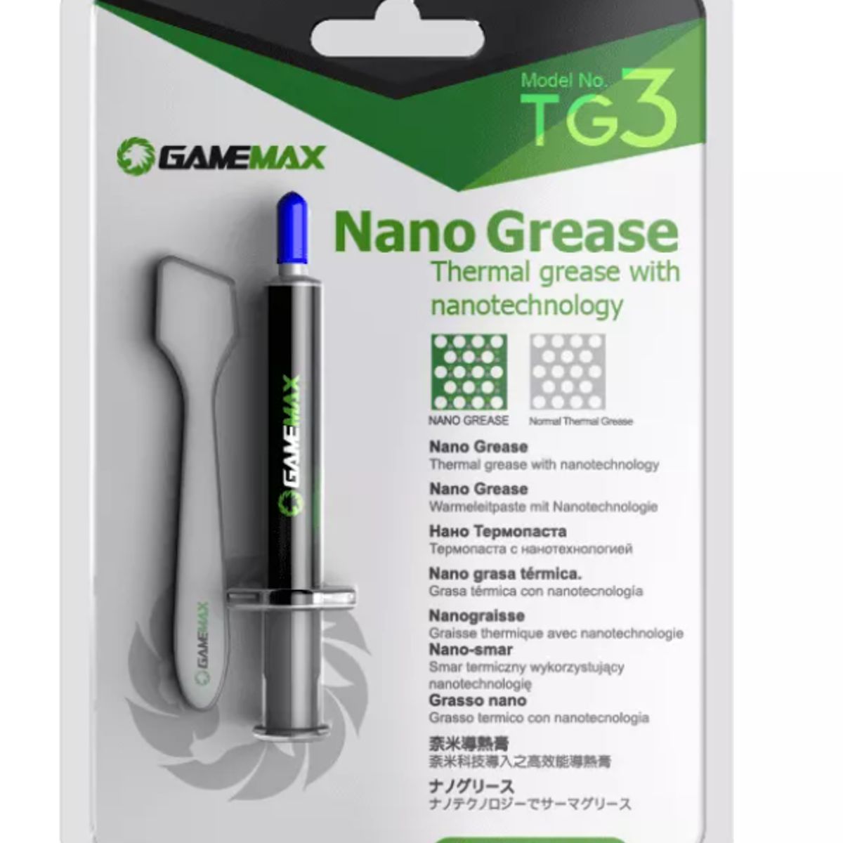 GAMEMAX - Pasta Térmica - Gamemax TG3 - 3g - Cond. térmica > 5,15 W / mK