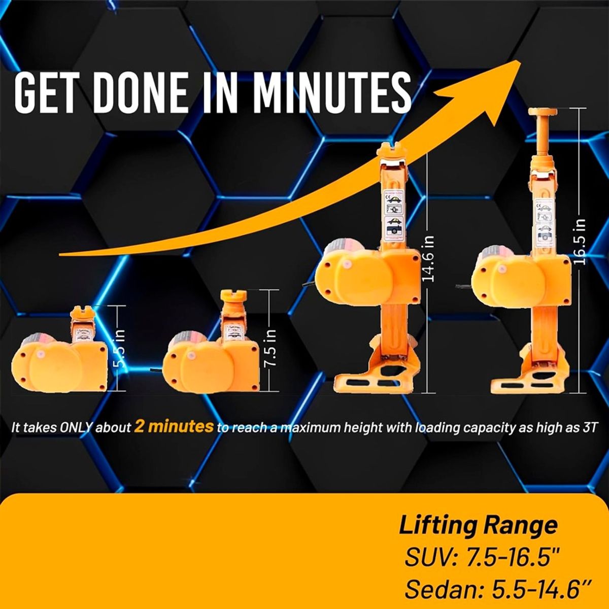 GENERICO - Gata Eléctrica Para Auto 3 Toneladas Elevador Automático 12V