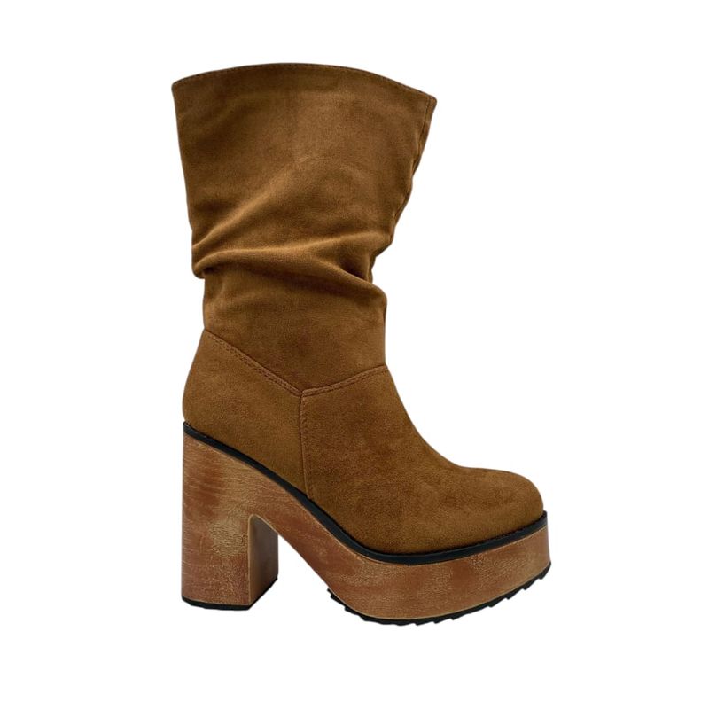 HERIEL - Bota Camel Plataforma Mujer