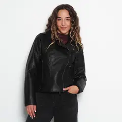 WADOS - CHAQUETA MOTOQUERA MANGA LARGA DE CUERO ECOLOGICO