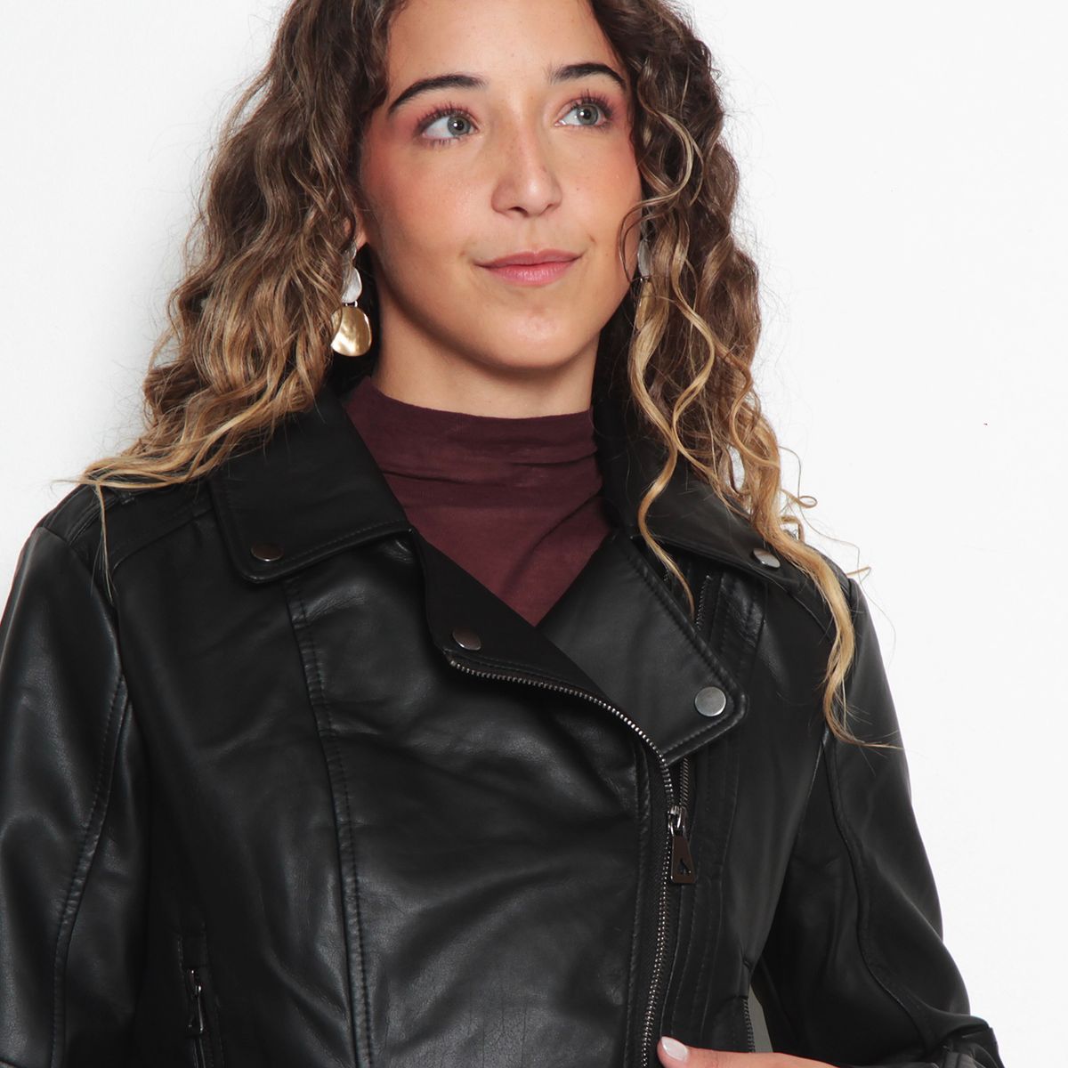 WADOS - CHAQUETA MOTOQUERA MANGA LARGA DE CUERO ECOLOGICO