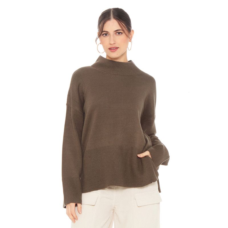 WADOS - SWEATER MANGA LARGA CUELLO ALTO SOLIDO.