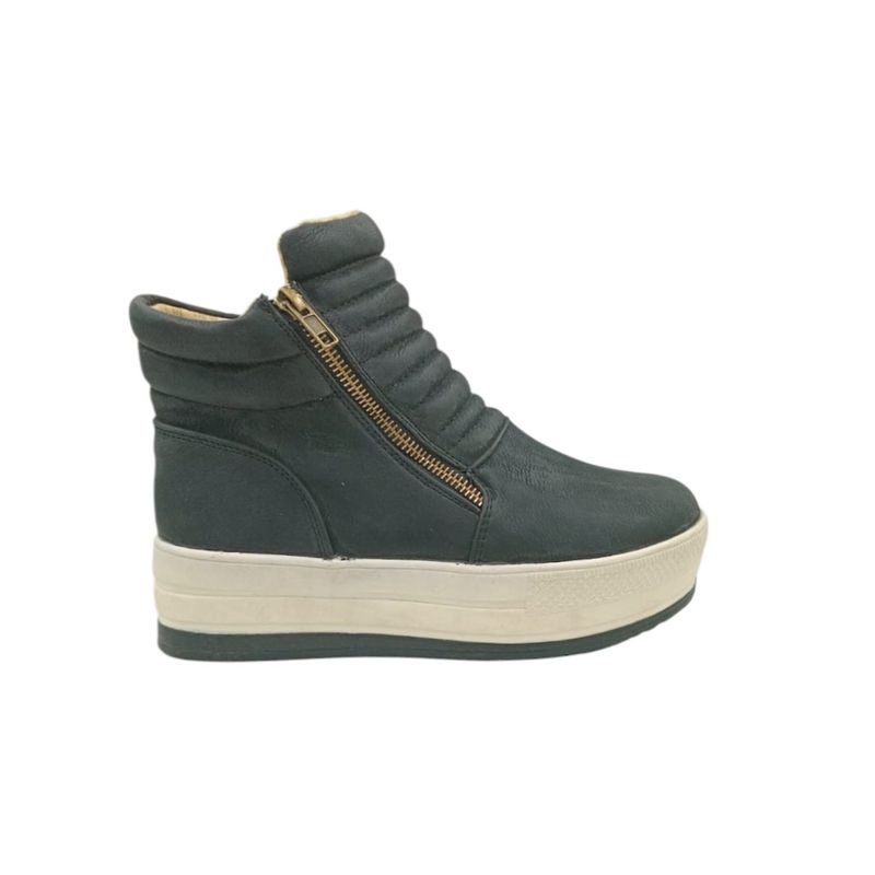 HERIEL - Zapatilla Negra Caña Plataforma Mujer.