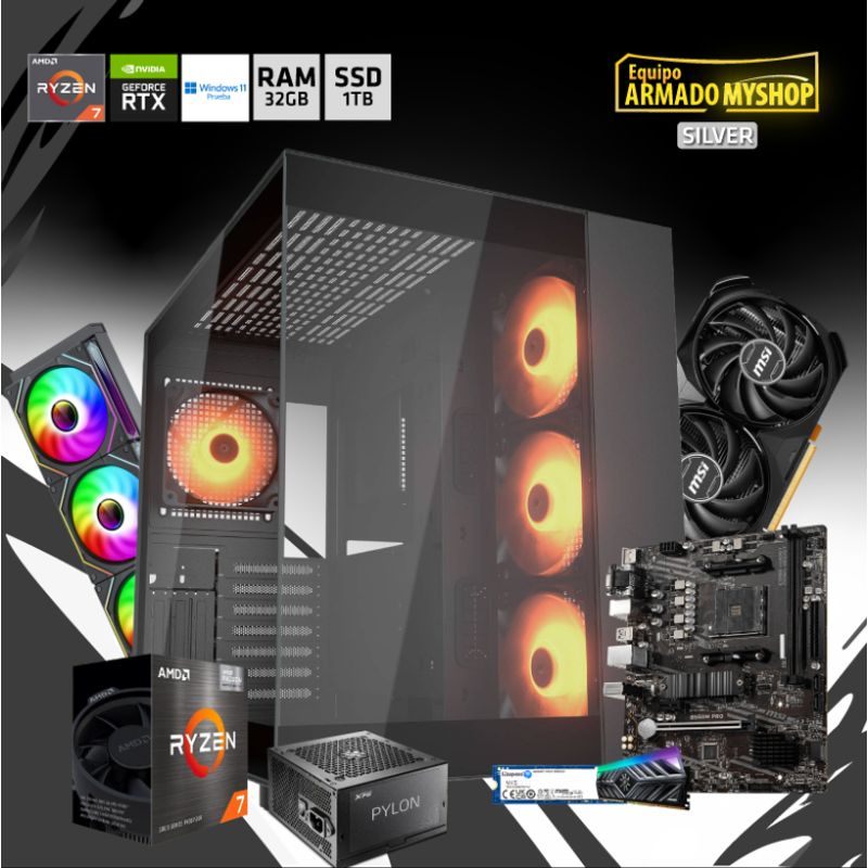 GENERICO - PC GAMER SILVER - RYZEN 7 5700G - RAM 32GB DDR4 - SSD 1TB - MSI RTX 4060 (8GB)