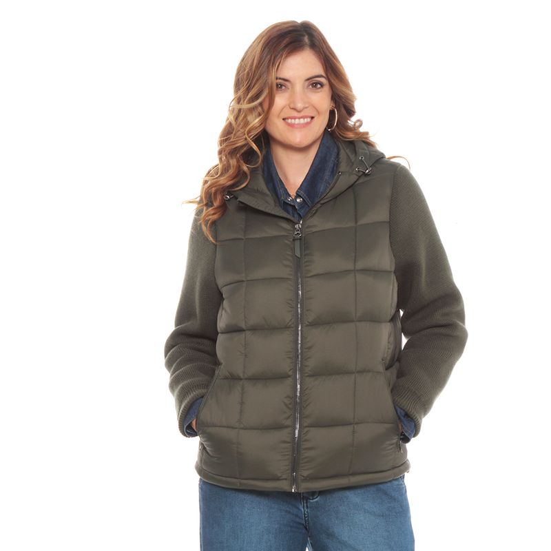 WADOS - PARKA ACOLCHADA SOLIDA MANGA LARGA TEJIDA CON GORRO.