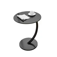 DETODOYMAS - Mesa Redonda Living Lateral Mesa Auxiliar diseño mármol Chic Home - Negro