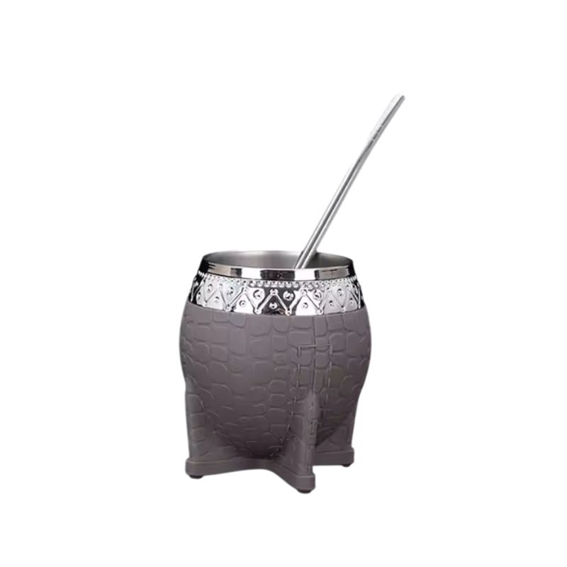GENERICO - Set De Mate 260 Ml + Bombilla Clásico Gris
