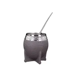 GENERICO - Set De Mate 260 Ml + Bombilla Clásico Gris