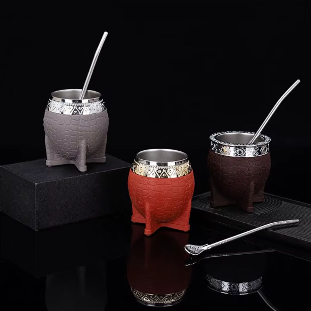 GENERICO - Set De Mate 260 Ml + Bombilla Clásico Gris