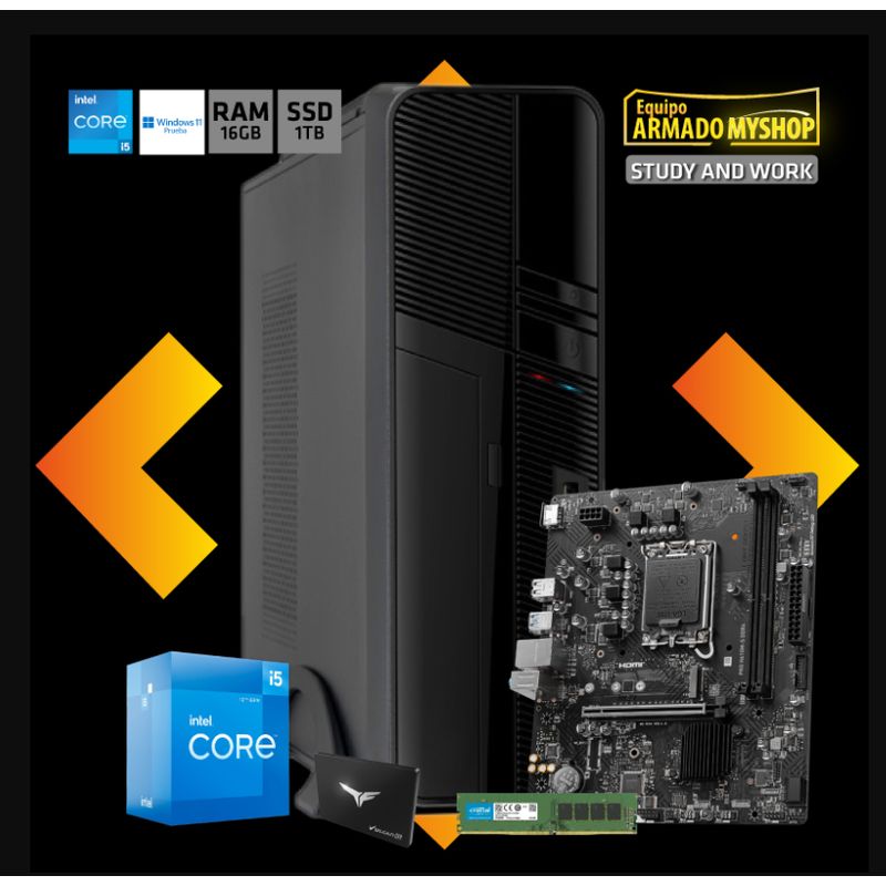 GENERICO - PC STUDY AND WORK - Intel Core i5 12400 - RAM 16GB DDR4 - SSD 1TB