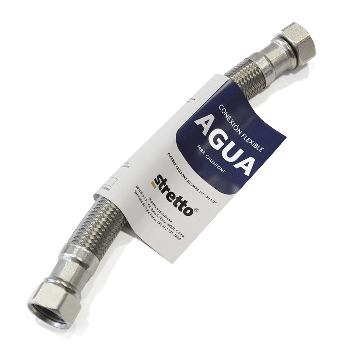 STRETTO - Flexible para Agua Calefon Hi-Hi 1/2" 25cm.