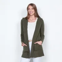 CHALECO MANGA LARGA CON CAPUCHA Y BOLSILLOS