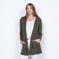 CHALECO MANGA LARGA CON CAPUCHA Y BOLSILLOS