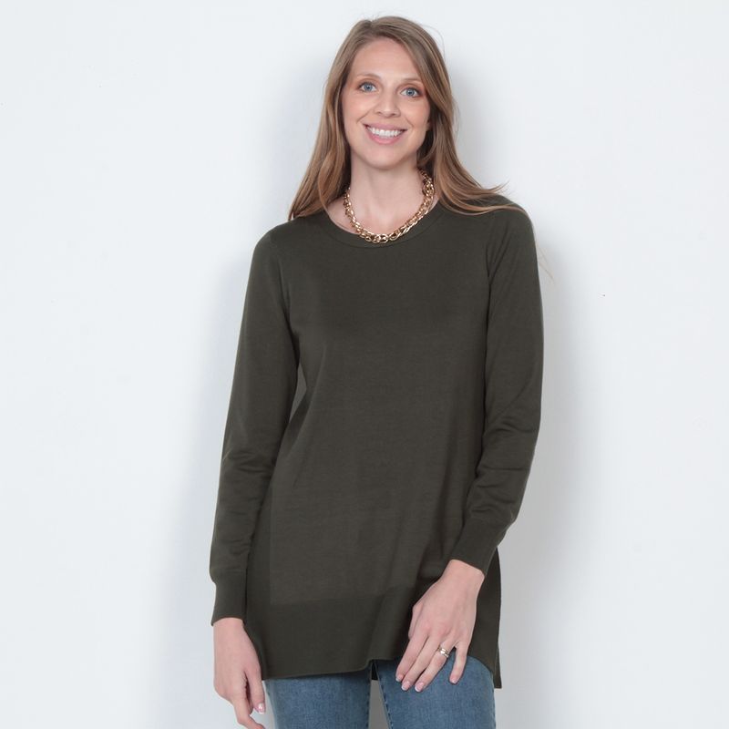 WADOS - SWEATER MANGA LARGA SOLIDO ESCOTE REDONDO.