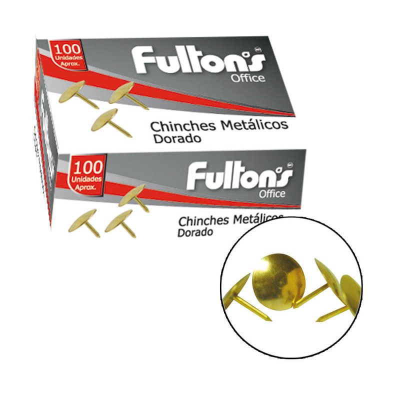 FULTONS - Pack 3 Caja 100 unidades chinche dorado