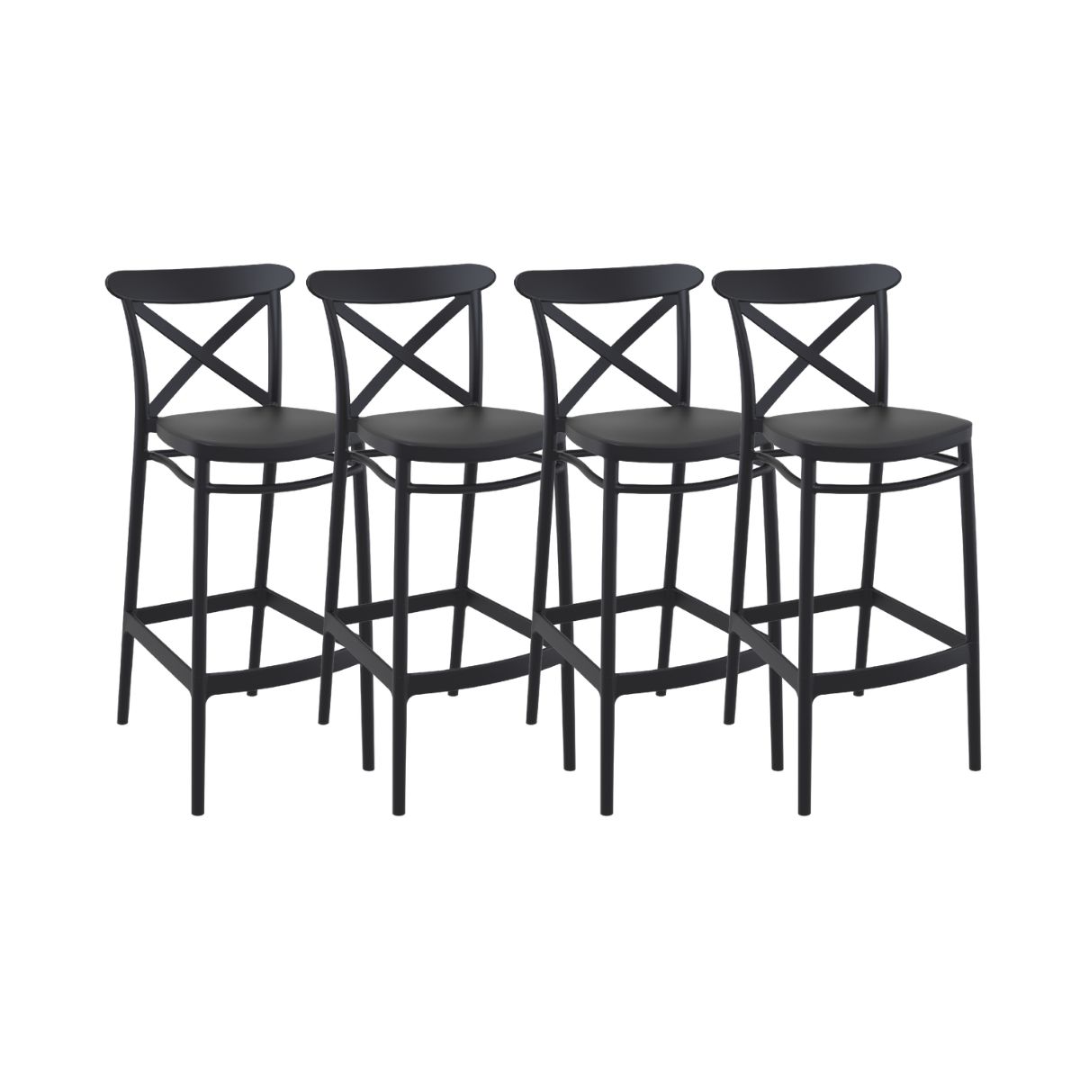 HABITA2 CHILE - Pack 4 Taburete piso de Bar Danubio 65 cm Polipropileno - Negro