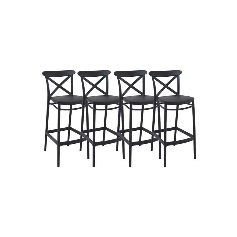 GENERICO - Pack 4 Taburete piso de Bar Danubio 65 cm Polipropileno - Negro