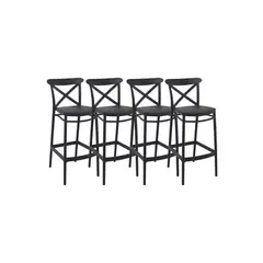 GENERICO - Pack 4 Taburete piso de Bar Danubio 65 cm Polipropileno - Negro