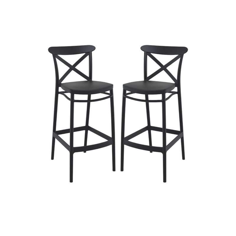 GENERICO - Pack 2 Taburete piso de Bar Danubio 65 cm Polipropileno - Negro