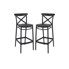 GENERICO - Pack 2 Taburete piso de Bar Danubio 65 cm Polipropileno - Negro