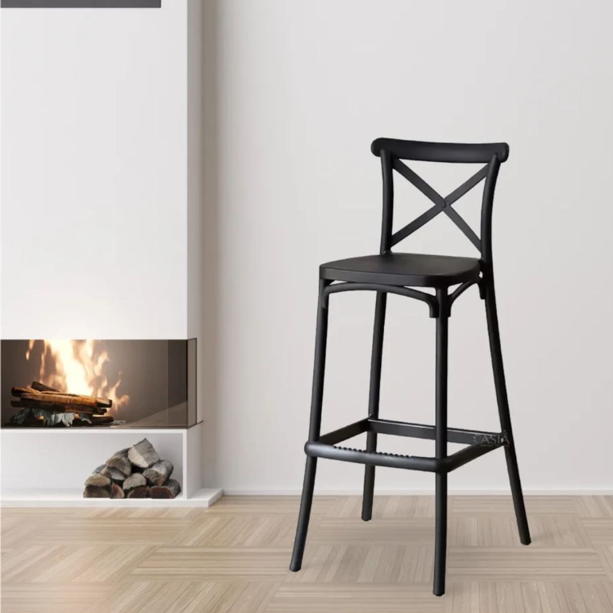 HABITA2 CHILE - Pack 2 Taburete piso de Bar Danubio 65 cm Polipropileno - Negro