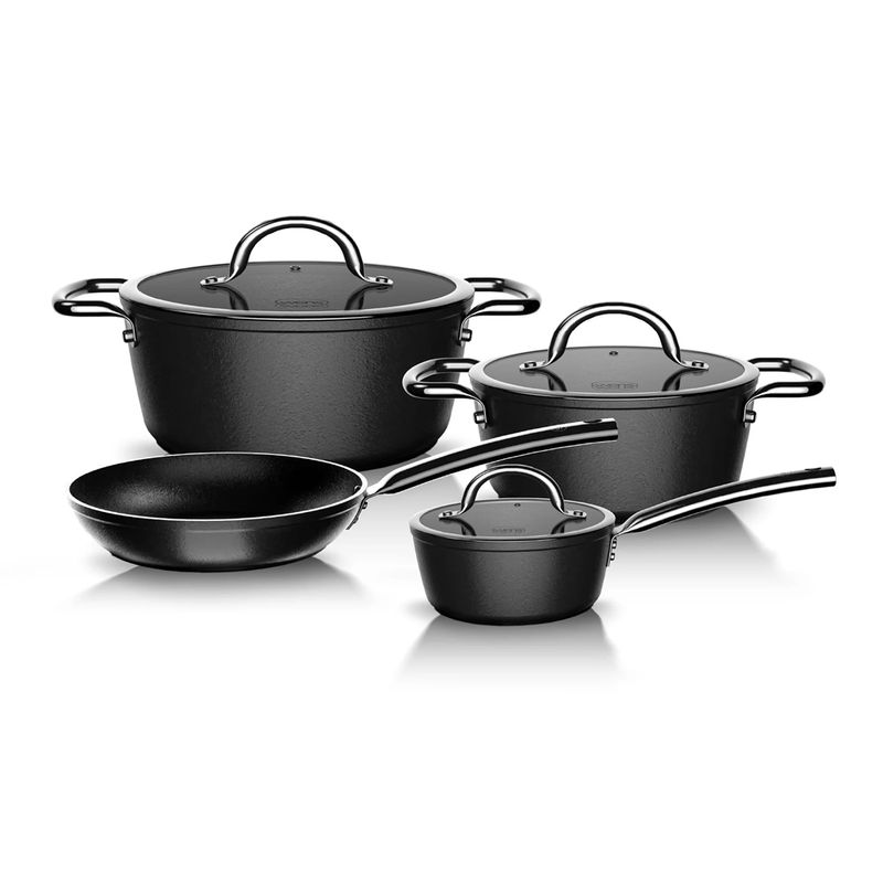 WENS - Batería de Cocina 7 Pzs Aluminio Forjado Antiadherente PFLOUN Libre de Tóxicos
