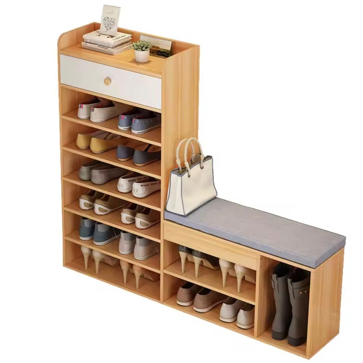 ACTUAL - Zapatero Organizador De Calzado Con Asiento y Cajón 105X24X101