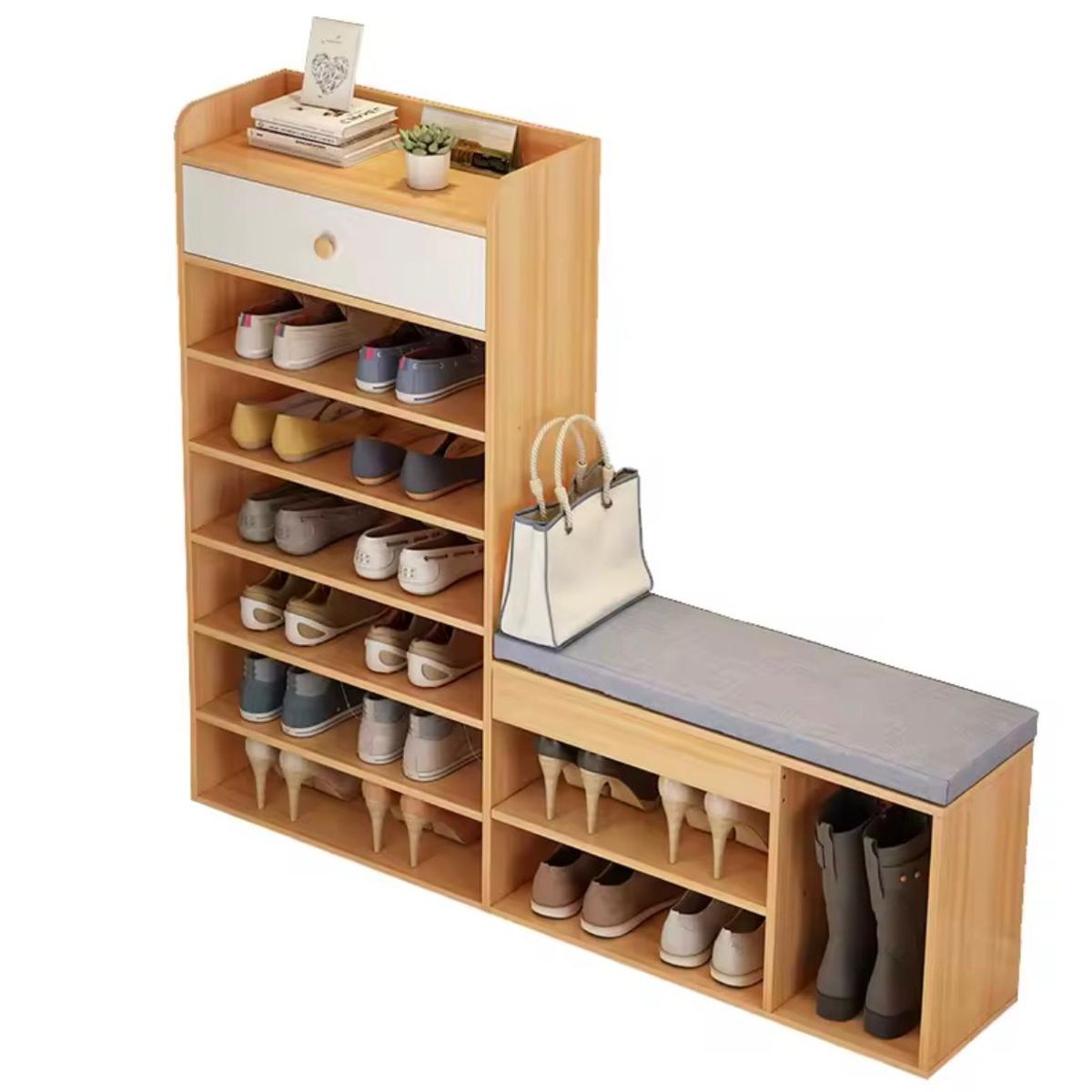 ACTUAL - Zapatero Organizador De Calzado Con Asiento y Cajón 105X24X101