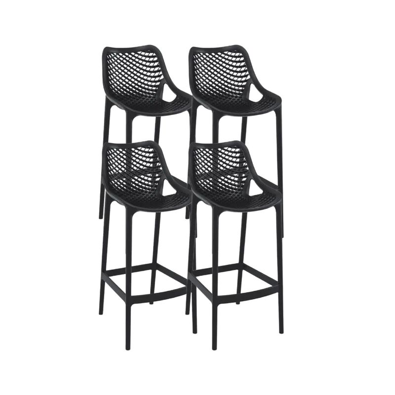 GENERICO - Pack 4 Taburete piso de Bar City 65 cm Polipropileno - Negro