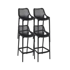 GENERICO - Pack 4 Taburete piso de Bar City 65 cm Polipropileno - Negro