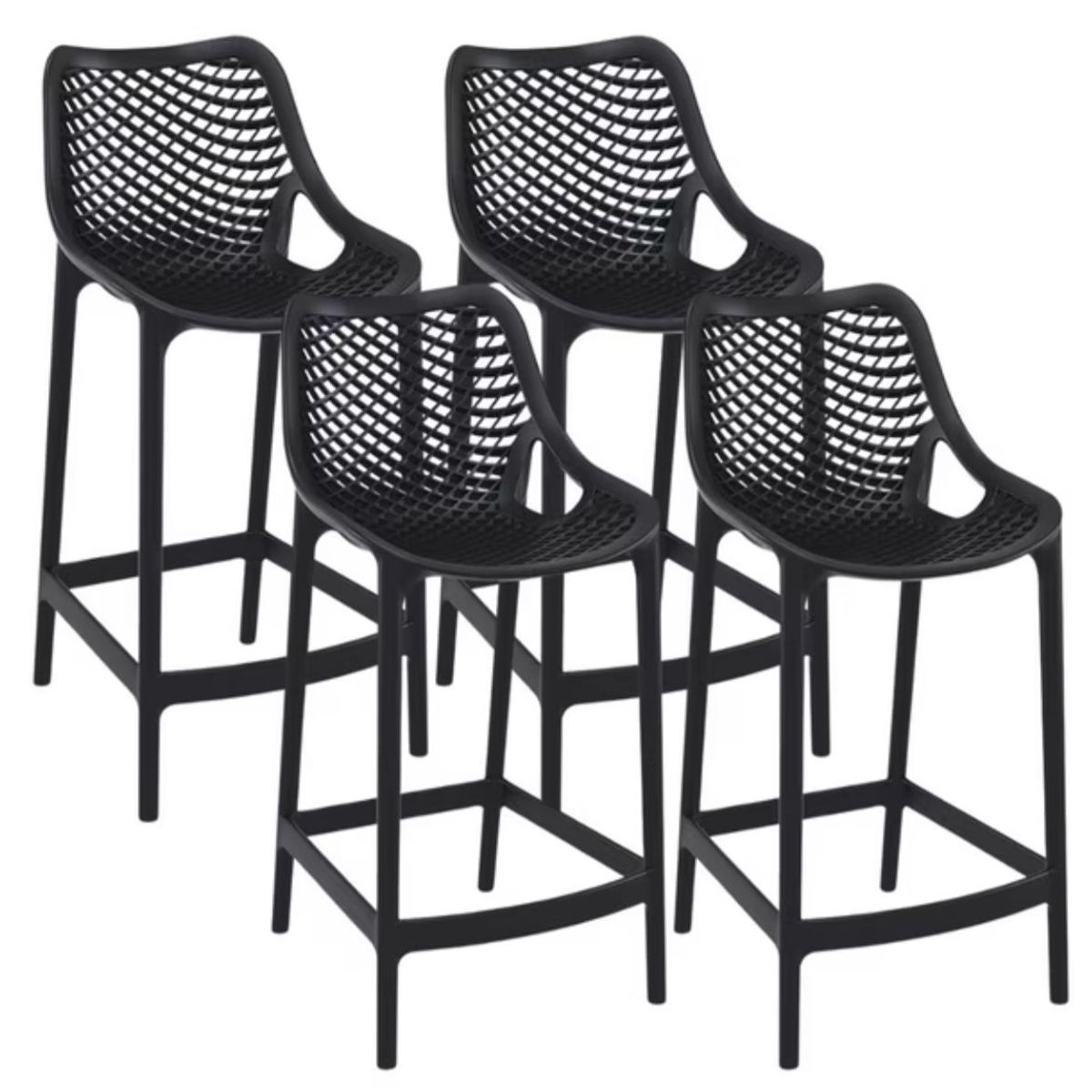 HABITA2 CHILE - Pack 4 Taburete piso de Bar City 65 cm Polipropileno - Negro