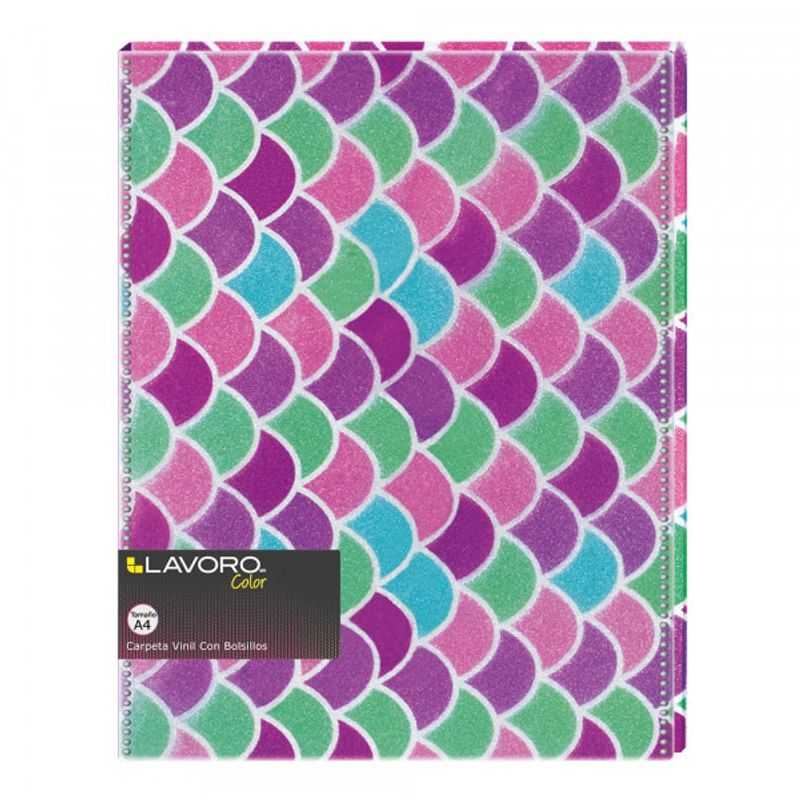 LAVORO - Carpeta vinil con bolsillos A4 diseño sirena A