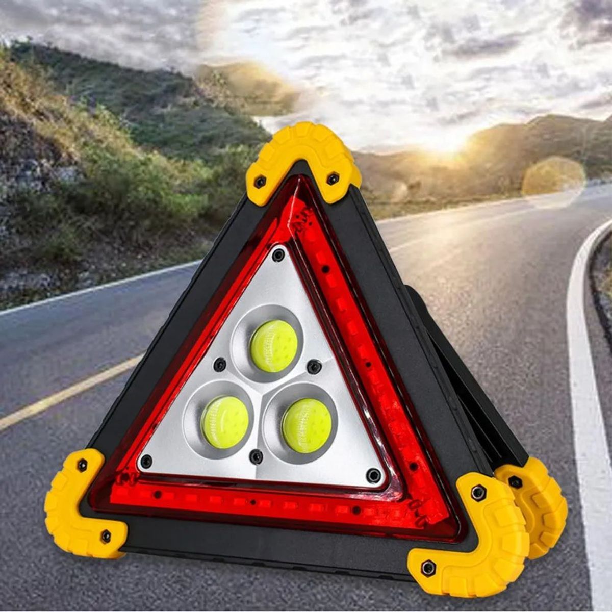 MOVI - TRIANGULO DE EMERGENCIA RECARGABLE CON LUZ SOLAR LUZ LED