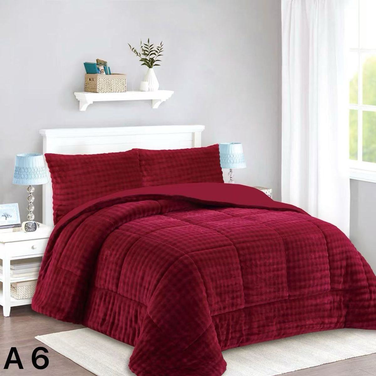 GENERICO - Cobertor Chiporro Texturizado Relieve 2 Plazas - Burdeo Puntos A6