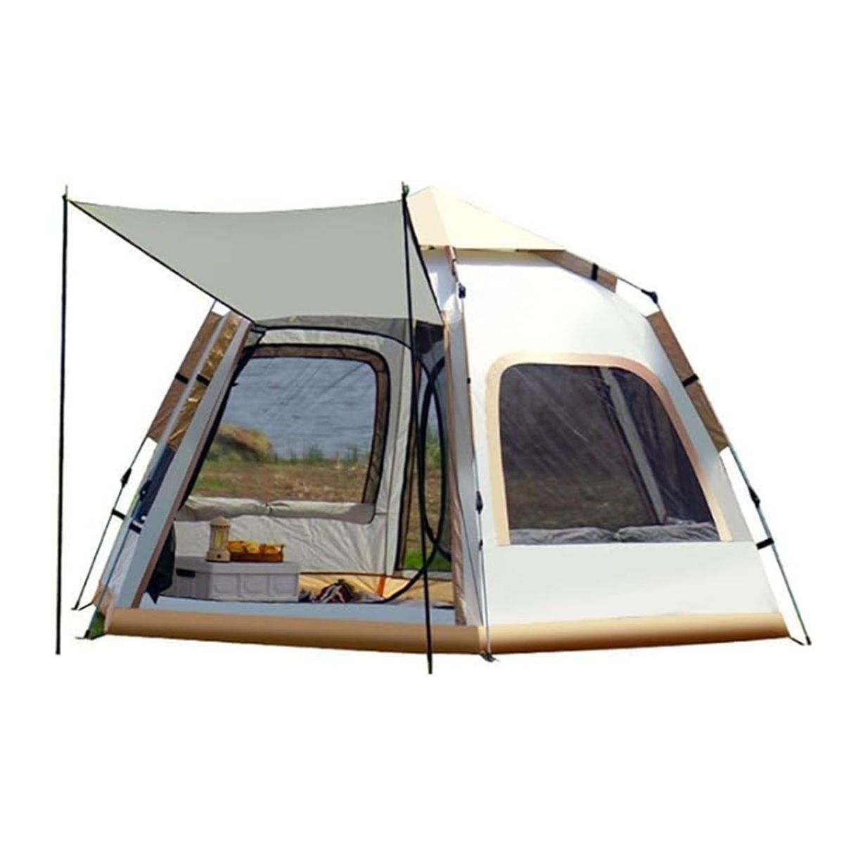PWRFITNESS - Carpa Automática 4 Personas 240x240cm Doble Capa Camping