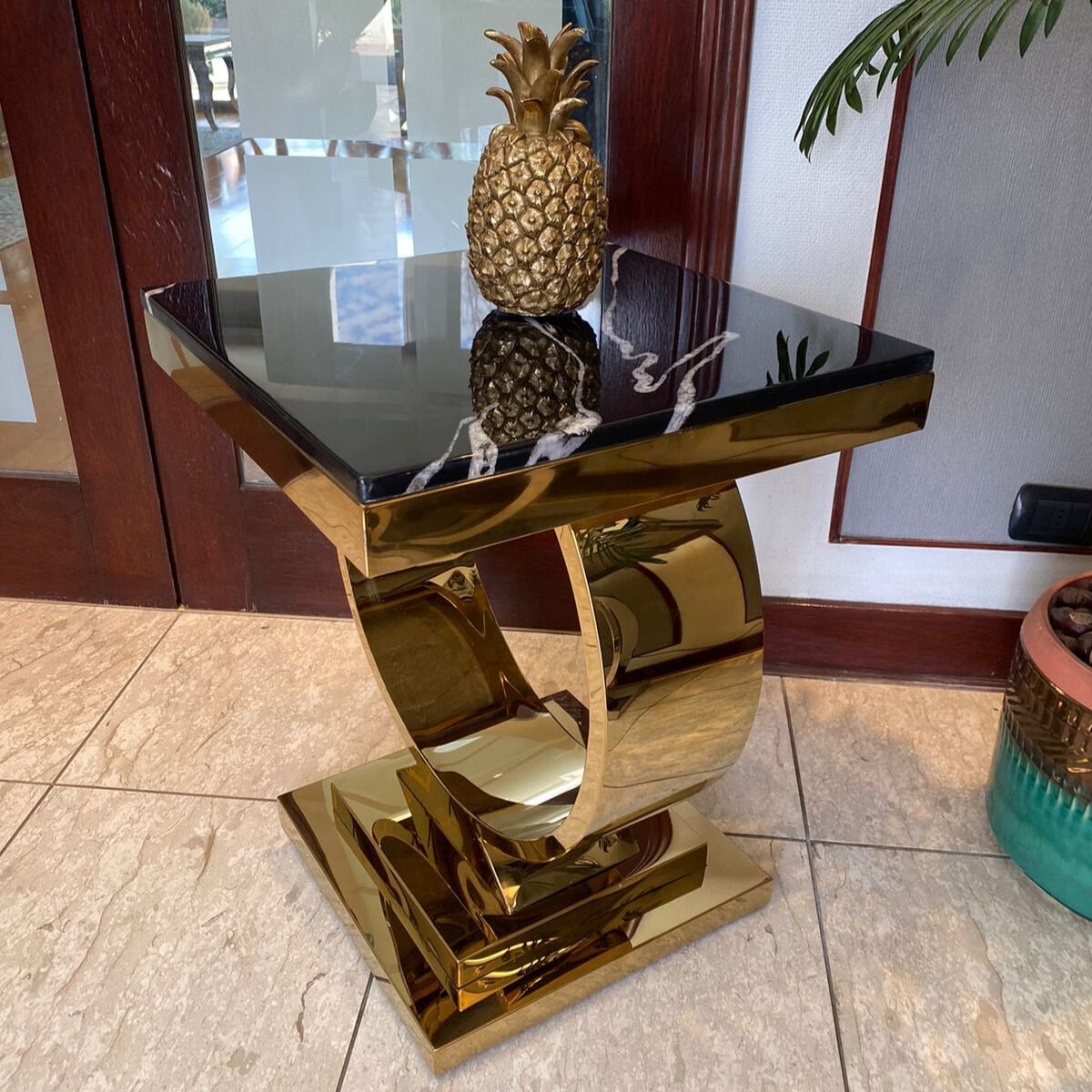 GENERICO - Mesa Lateral Zeus Dorado Negro Estambul Design