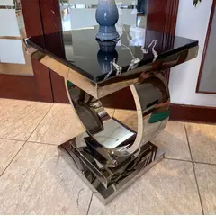 GENERICO - Mesa Lateral Zeus Plateado Negro Estambul Design.