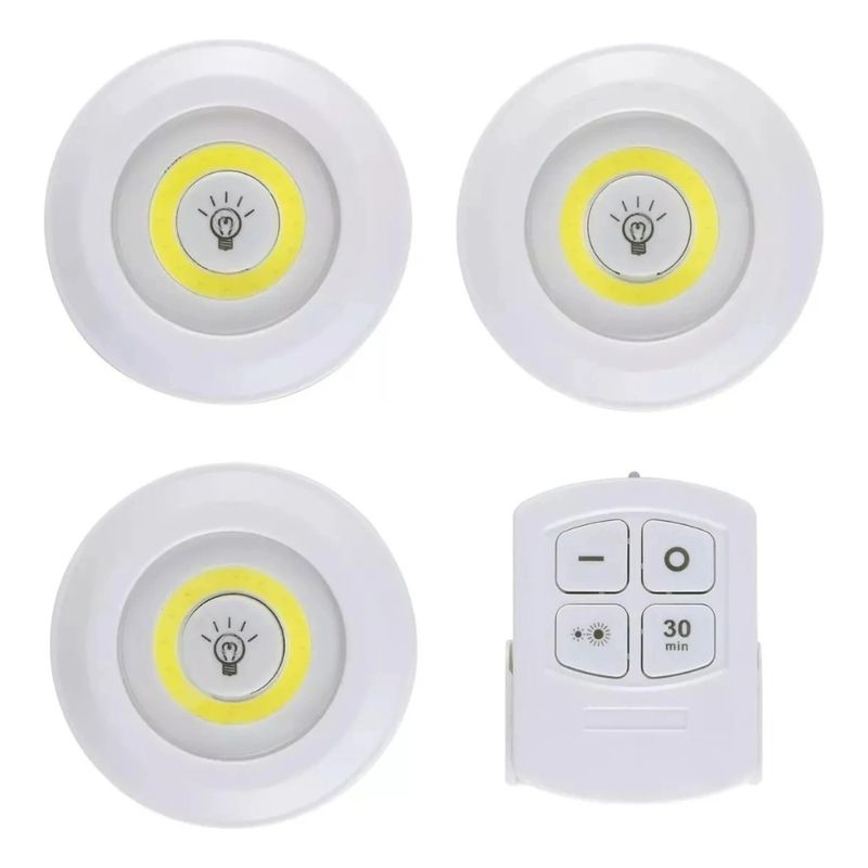 ROZENBERG SPA - Set 3 Luces Led De Emergencia Inalámbricas Control Remoto Blanco