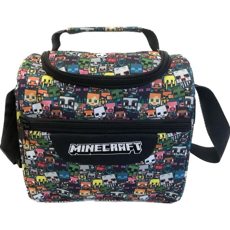 INTEK GAMES - Lonchera Escolar Diseño Creeper de Minecraft Cuadrada