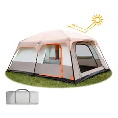 KUANGYE - Carpa 12 Personas Impermeable con Doble Capa y Ventilación