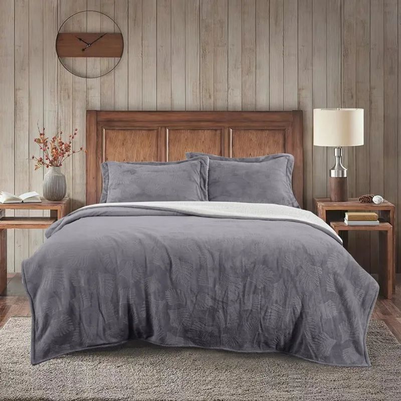 ILLUSIONS - Cobertor embossed sage illusion KING