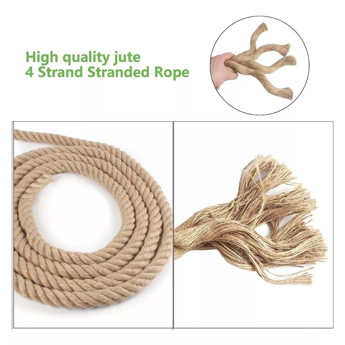 KUANGYE - Cuerda De Yute Fibra Natural 26 Mm X 30 Mts, Cuerda Decorativa