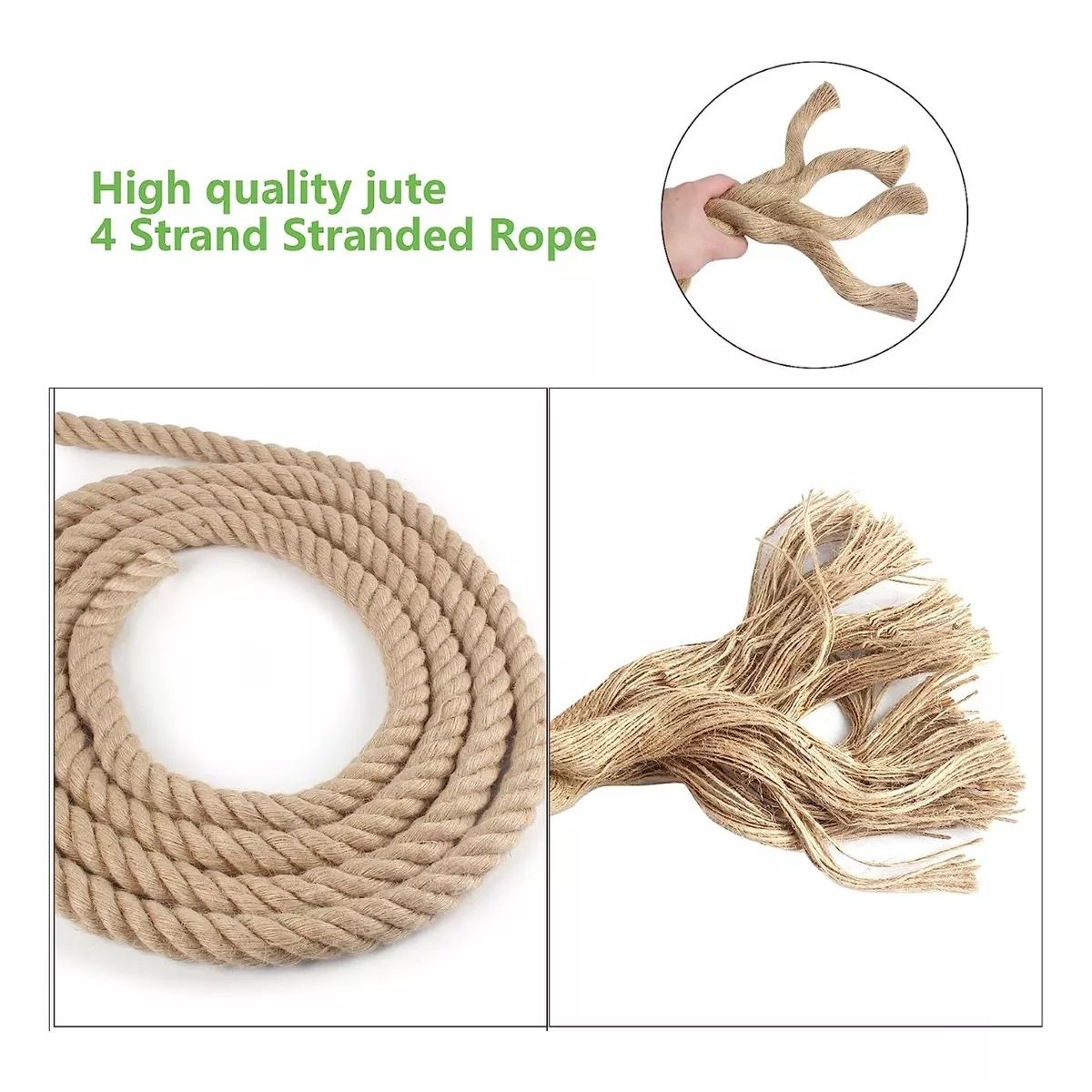 KUANGYE - Cuerda De Yute Fibra Natural 26 Mm X 30 Mts, Cuerda Decorativa