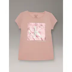 CALVIN KLEIN - Polera Niña Mongoram Sequin Rosado