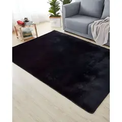 GENERICO - Alfombra Living Dormitorio Suave 180 x 200 cm Negro