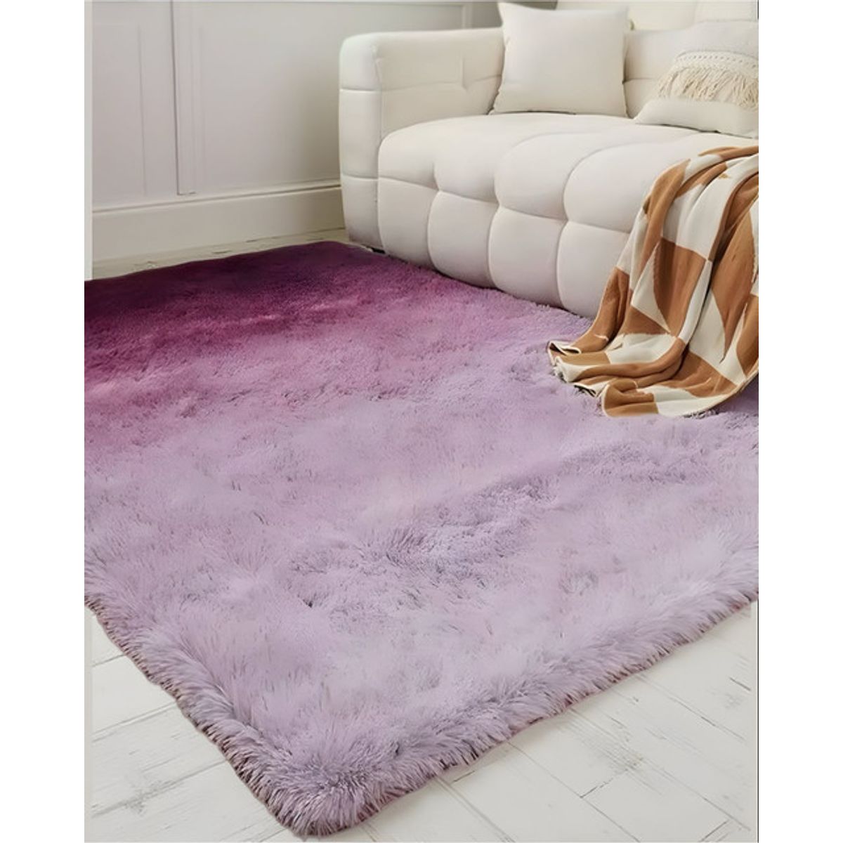 GENERICO - Alfombra Living y Dormitorio Suave 180 x 200 cm Primera Calidad Violeta Jaspeado