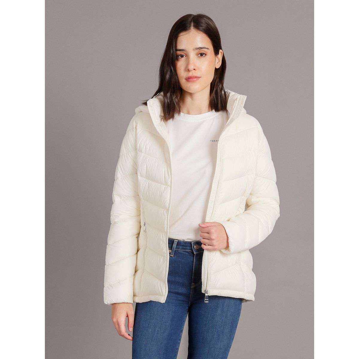 CALVIN KLEIN - Parka Packable Crema Calvin Klein